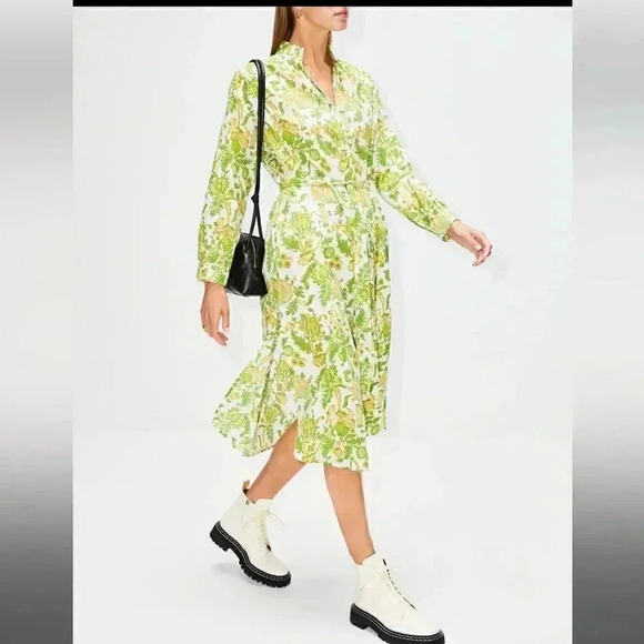 ALIX OF BOHEMIA Sawyer Chartreuse Drop Shoulder Button Shirt Dress, M, NWT $590 - Picture 2 of 13
